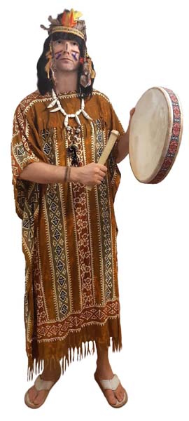 Шаман, колдун, вождь, индеец, магия, ритуал, костюм, прокат, пончо.